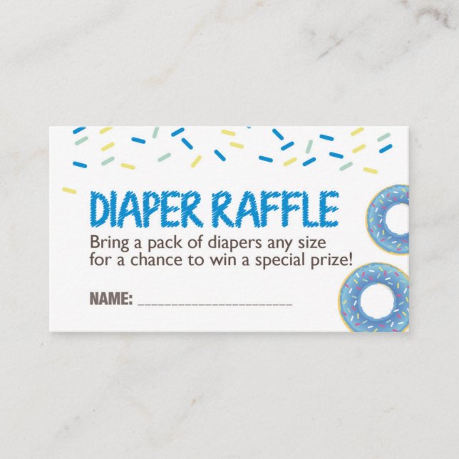 Blue Donut Diaper Raffle Ticket Enclosure Card (Front)