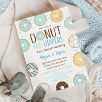Blue Donut & Diapers Baby Sprinkle Invitation