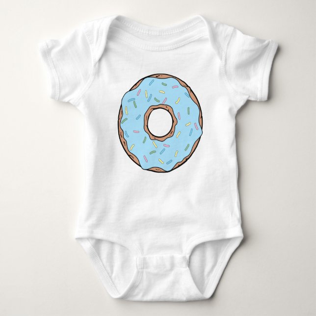 Blue Donut, Doughnut, Icing, Sprinkles, Frosting Baby Bodysuit (Front)