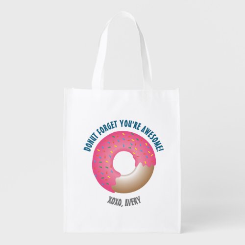 Blue Donut Forget Youre Awesome Custom Grocery Bag