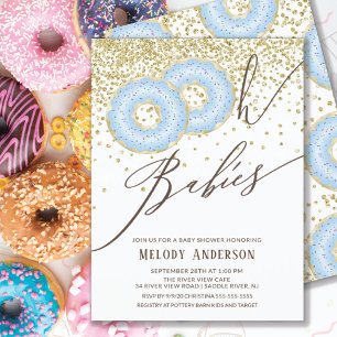 Blue Donut Oh Babies Twin Boys Baby Shower Invitation