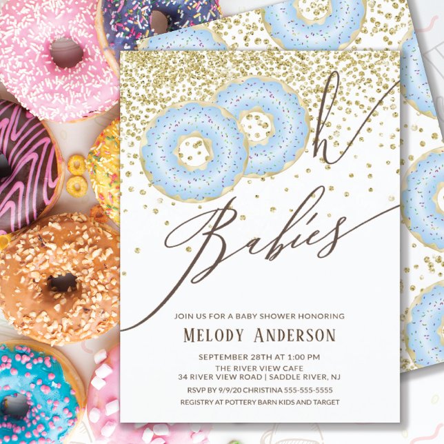 Blue Donut Oh Babies Twin Boys Baby Shower Invitation (Creator Uploaded)