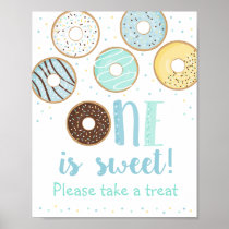 Blue Donut One Is Sweet Birthday Treat Sign