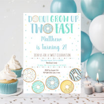 Blue Donut Second Birthday Invitation