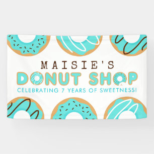 Blue Donut Shop Birthday Party Banner