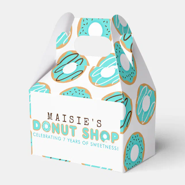 Blue Donut Shop Birthday Party Favor Box | Zazzle