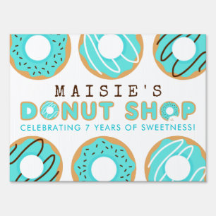 Blue Donut Shop Birthday Party Yard Sign