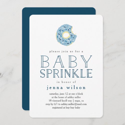 Blue Donut Sprinkles  Baby Sprinkle Invitation