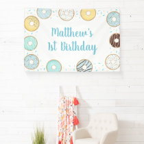 Blue Donut Sprinkles Birthday Banner