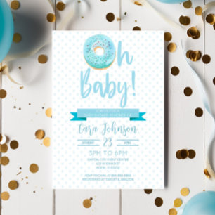 Blue Donut Sprinkles Polka Dot Oh Baby Baby Shower Invitation