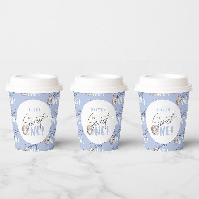 blue Donut sweet one 1st birthday party attire  Paper Cups (Multi)