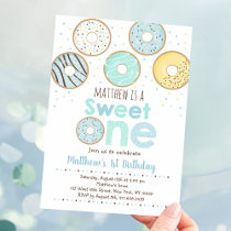 Blue Donut Sweet One First Birthday Invitation