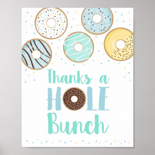 Blue Donut Thanks A Hole Bunch Birthday Favor Sign