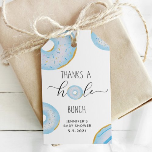 Blue donut thanks a hole bunch gift tags
