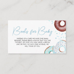 Blue Donuts and Diapers Baby Shower Books for Baby Enclosure Card