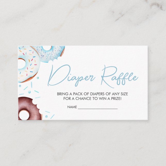 Blue Donuts and Diapers Baby Shower Diaper Raffle Enclosure Card (Front)