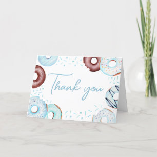 Blue Donuts and Diapers Baby Shower  Letterpress Thank You Card