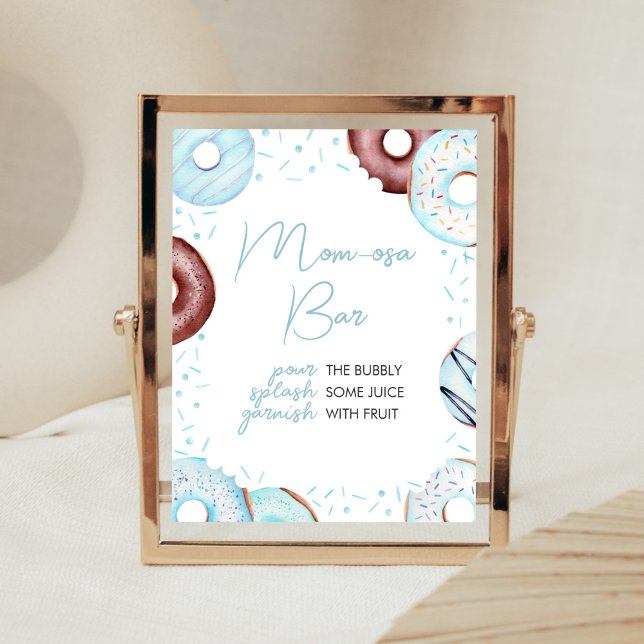 Blue Donuts and Diapers Mom Osa Bar Poster (Donuts and Diapers Baby Shower Mom Osa Bar Sign)