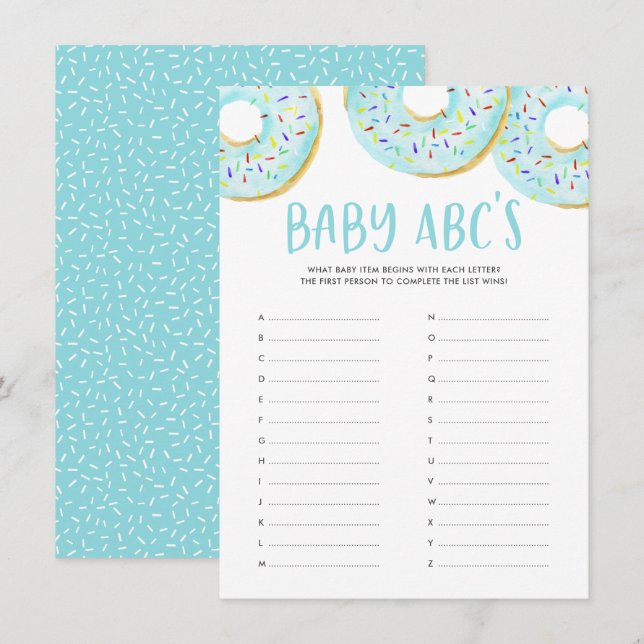 Blue Donuts Baby Shower Baby ABC's Game Card (Front/Back)