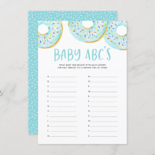 Blue Donuts Baby Shower Baby ABC's Game Card