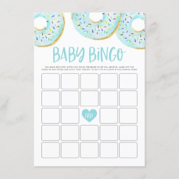 Blue Donuts Baby Shower Bingo Game Card by misstallulah at Zazzle
