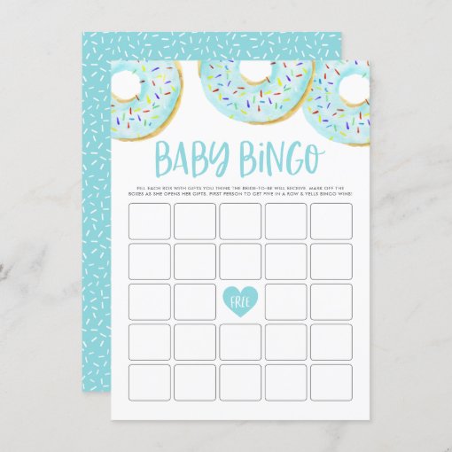 Blue Donuts Baby Shower Bingo Game Card Zazzle