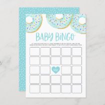 Blue Donuts Baby Shower Bingo Game Card