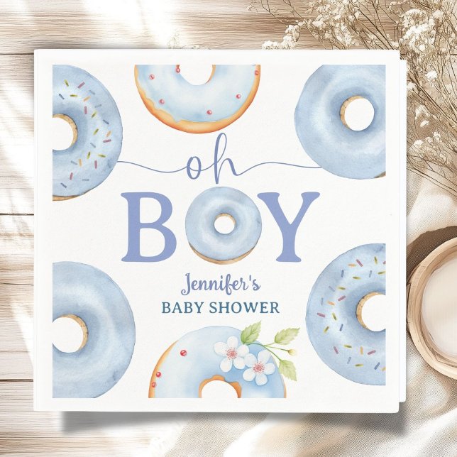 Blue Donuts Baby Shower Boy Brunch Paper Napkin (Creator Uploaded)