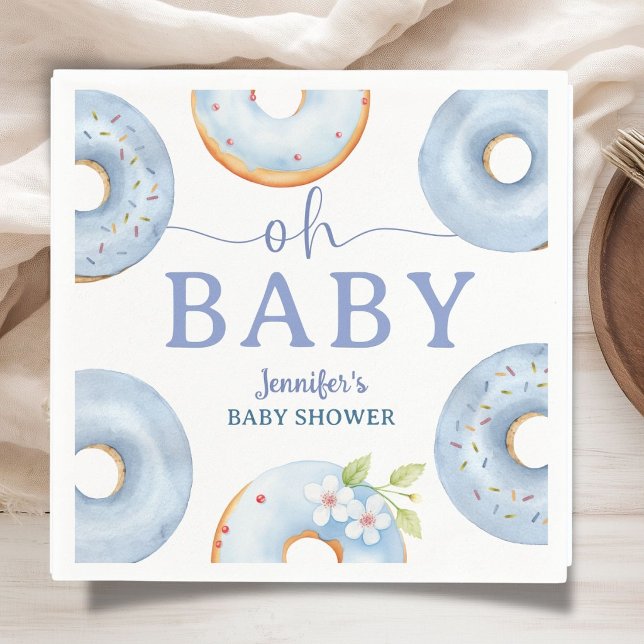 Blue Donuts Baby Shower Brunch Paper Napkin (Creator Uploaded)