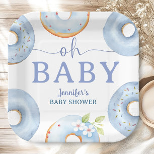 Blue Donuts Baby Shower Brunch  Paper Plates