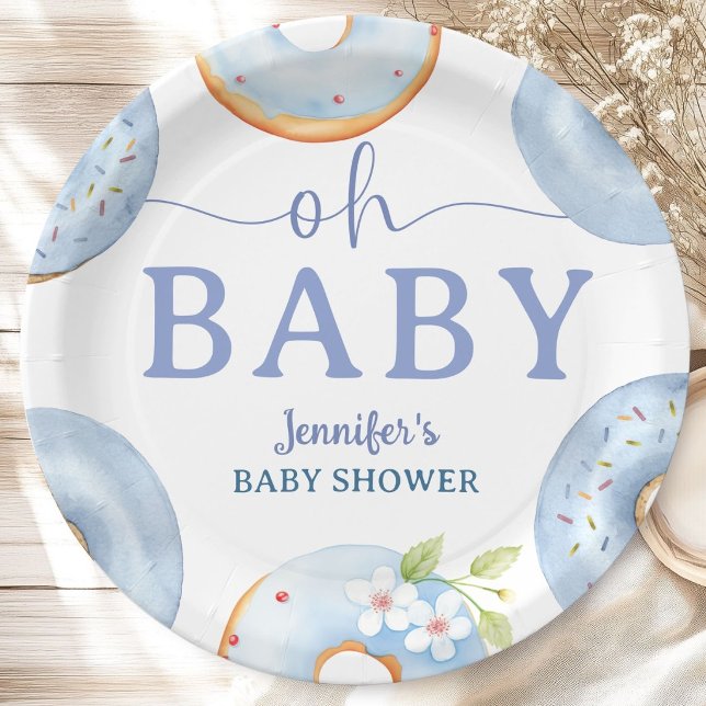 Blue Donuts Baby Shower Brunch  Paper Plates (Creator Uploaded)