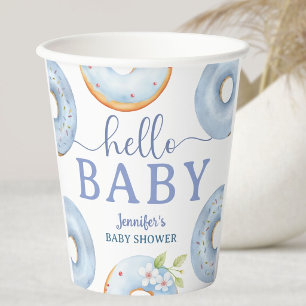 Blue Donuts Baby Shower Hello Baby Brunch Paper Cups