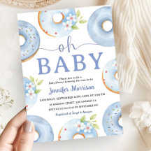 Blue Donuts Baby Shower Invitation