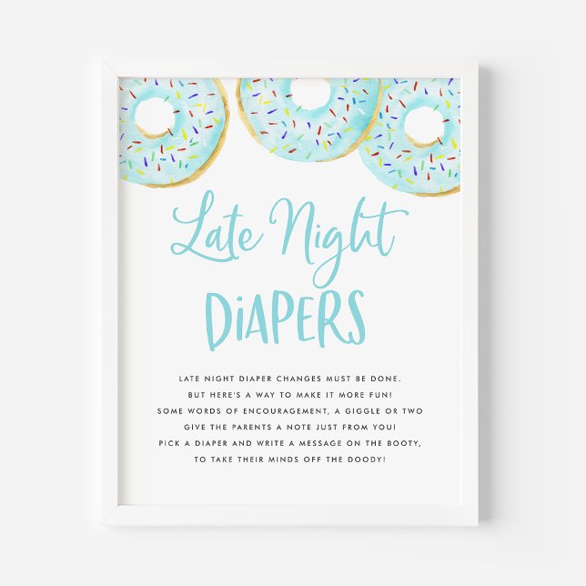 Blue Donuts Baby Shower Late Night Diapers Game Poster (Creator Uploaded)