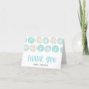Blue Donuts Baby Shower Thank You Card