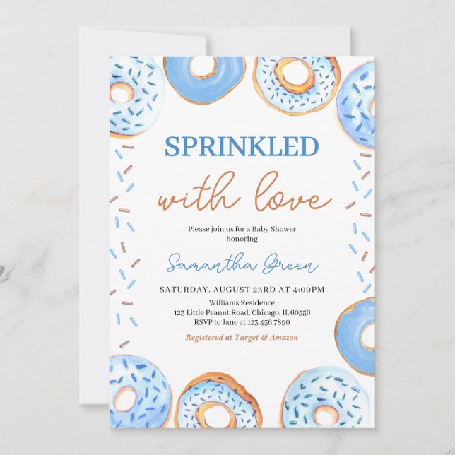  Blue Donuts Baby Sprinkle Baby Shower Invitation (Front)
