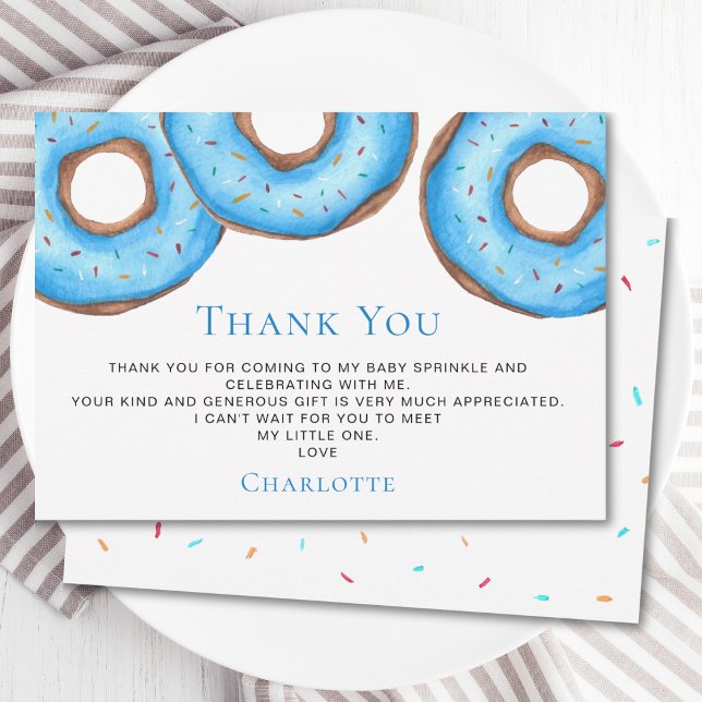 Blue Donuts Baby Sprinkle Thank You Card (Creator Uploaded)