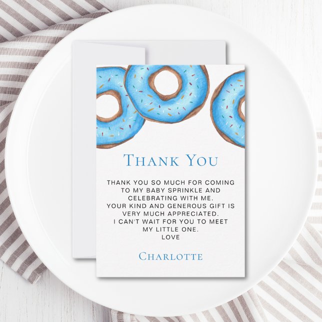 Blue Donuts Baby Sprinkle Thank You Card (Creator Uploaded)