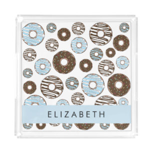 Blue Donuts, Brown Donuts, Sprinkles, Your Name Acrylic Tray