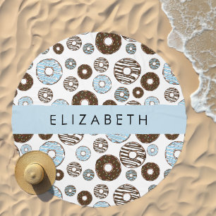 Blue Donuts, Brown Donuts, Sprinkles, Your Name Beach Towel