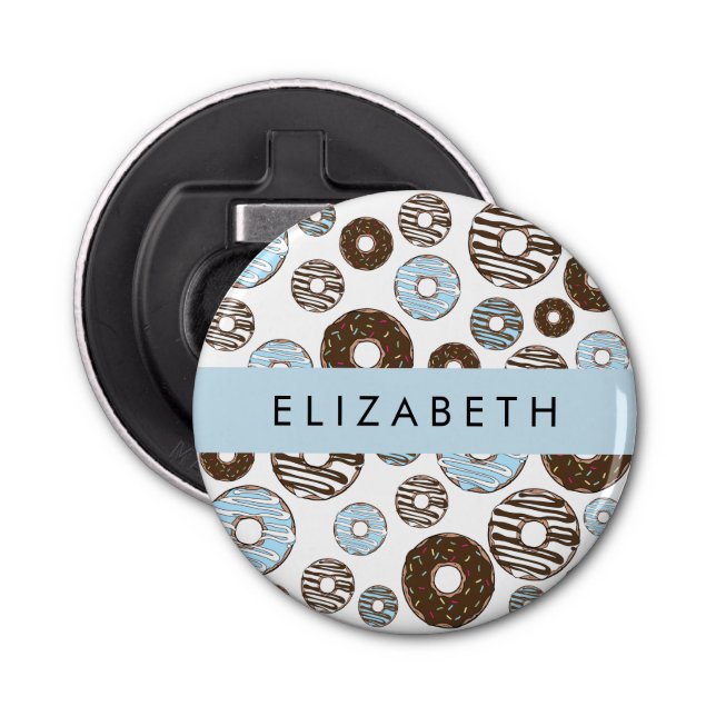 Blue Donuts, Brown Donuts, Sprinkles, Your Name Bottle Opener (Front)