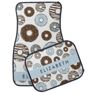 Blue Donuts, Brown Donuts, Sprinkles, Your Name Car Floor Mat