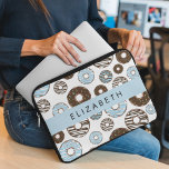 Blue Donuts, Brown Donuts, Sprinkles, Your Name Laptop Sleeve<br><div class="desc">Cute,  fun and adorable pattern with blue and brown donuts. Modern and trendy gift,  perfect for the donut lover in your life. Personalize by adding your name,  nickname,  monogram or initials.</div>