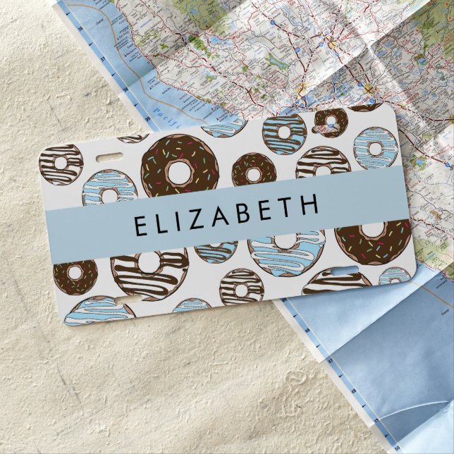 Blue Donuts, Brown Donuts, Sprinkles, Your Name License Plate (In Situ)