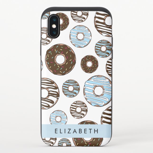 Blue Donuts, Brown Donuts, Sprinkles, Your Name Uncommon iPhone Case (Back)