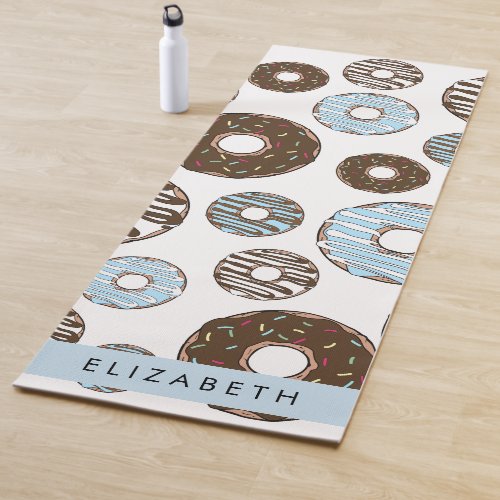 Blue Donuts Brown Donuts Sprinkles Your Name Yoga Mat