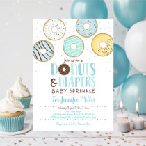 Blue Donuts & Diapers Baby Sprinkle Invitation