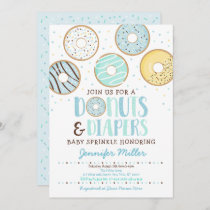 Blue Donuts & Diapers Baby Sprinkle Invitation