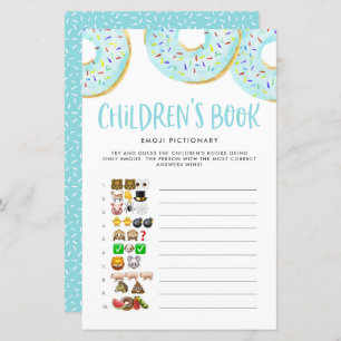 Blue Donuts Emoji Children's Book Baby Shower Game