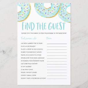 Blue Donuts Find the Guest Baby Shower Game